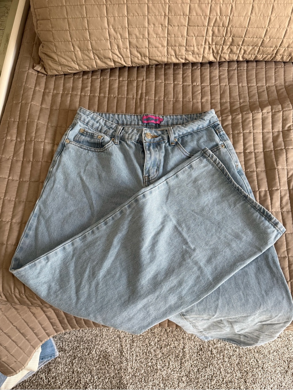 Edikted Light Blue Wide-Leg Jeans